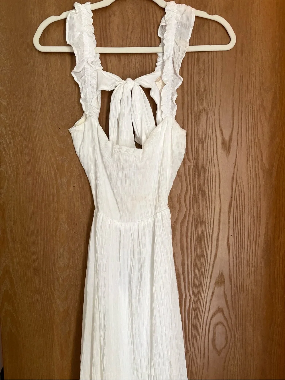 Altar'd State White Ruffle-Shoulder Maxi Dress
